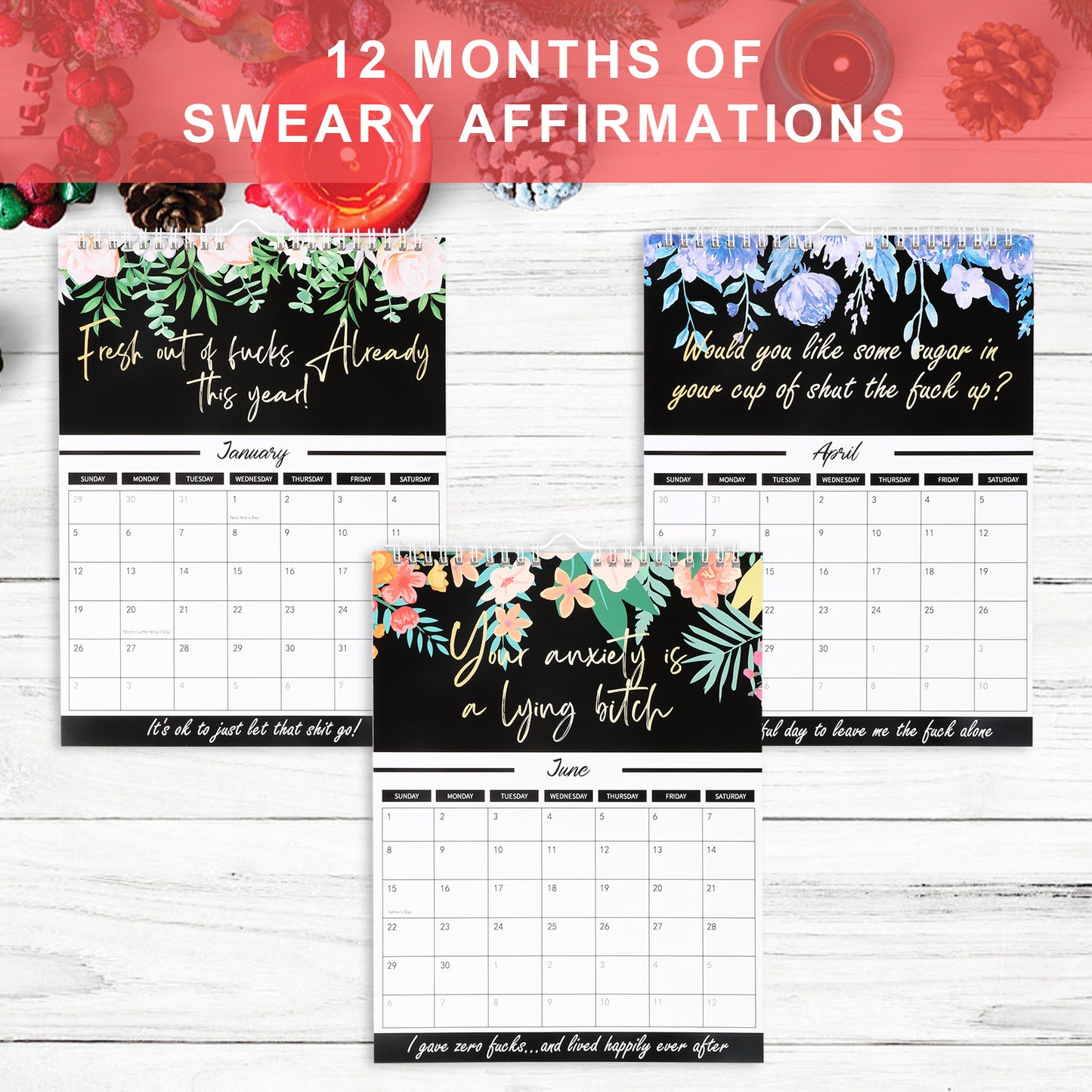 【Christmas gifts】2025 Mental Health Calendar with Funny Swear Quotes, Affirmations, and Monthly Planner for Home Offices - Portable and Easy to Hang skylight calendar aesthetic noteboo daily planner plannerk sticker lovers chalkboard calendar